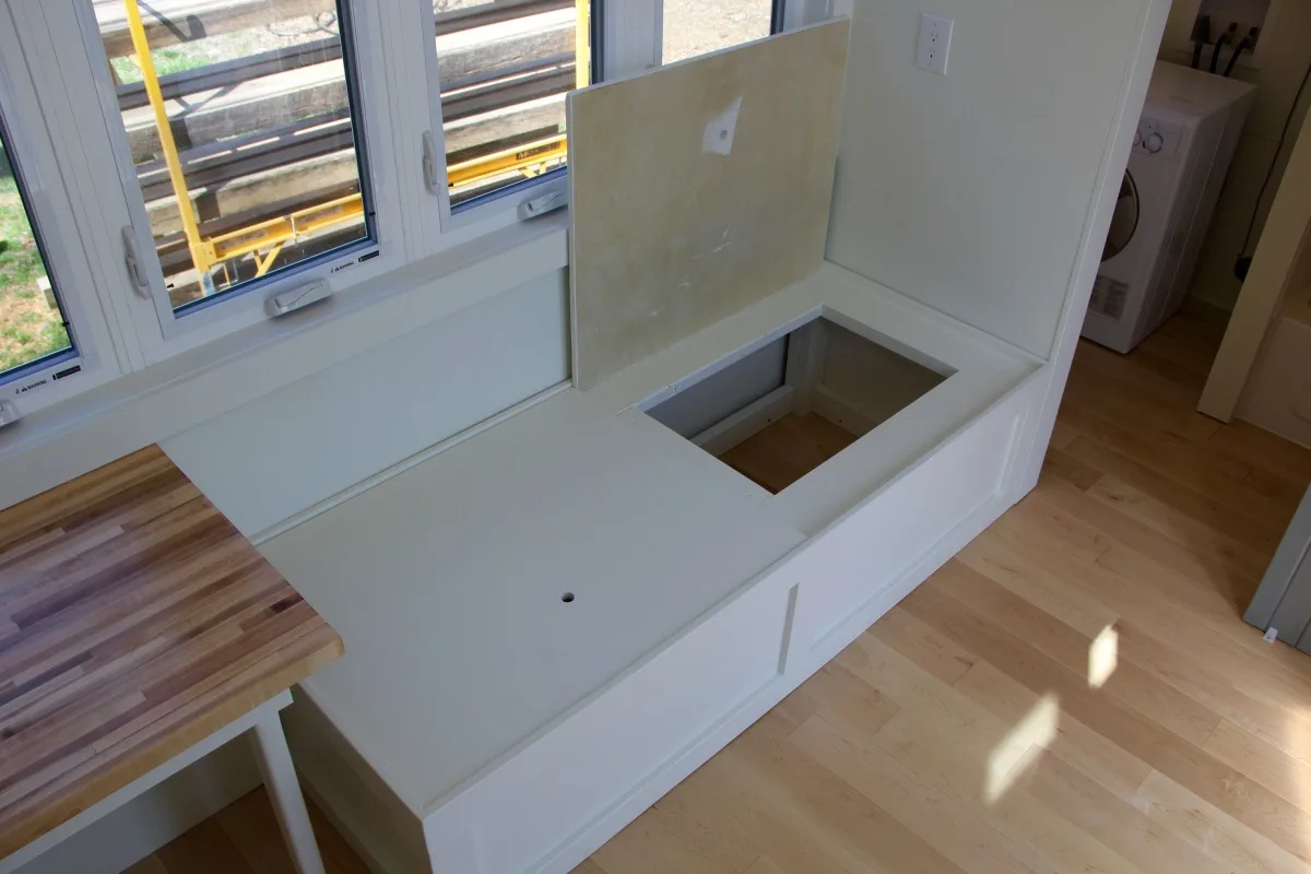 Built-In Seating w/ Storage - Chickadee by Brevard Tiny House