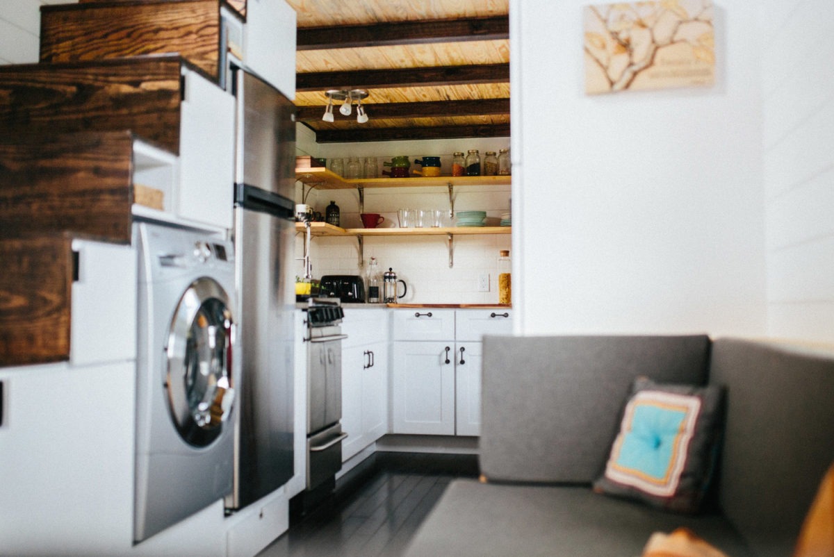 Washer/Dryer and Refrigerator Under Stairs - Chimera by Wind River Tiny Homes