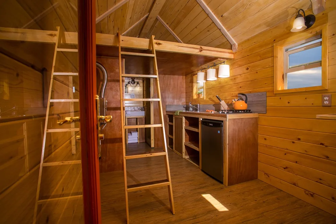Interior - Loft Ladder and Kitchen - Monarch Tiny Home