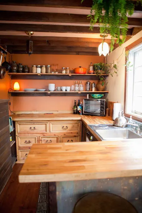 Kitchen Counters and Shelving - Rustic Modern Tiny House