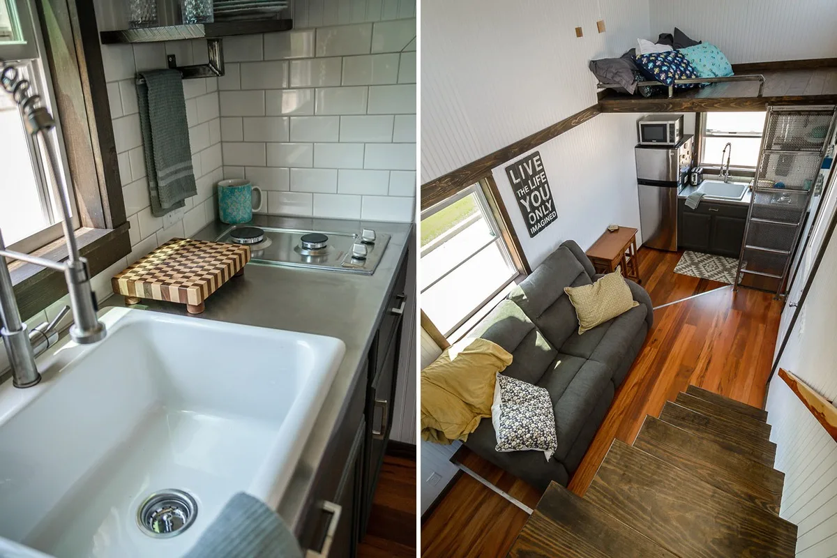 Kitchen Sink and Living Room - Triton by Wind River Tiny Homes