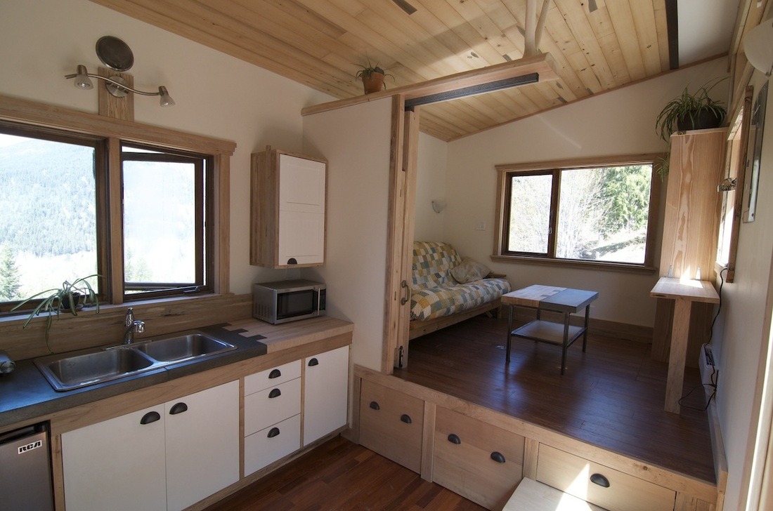 Kitchen and Living Room - The V House by Nelson Tiny Houses