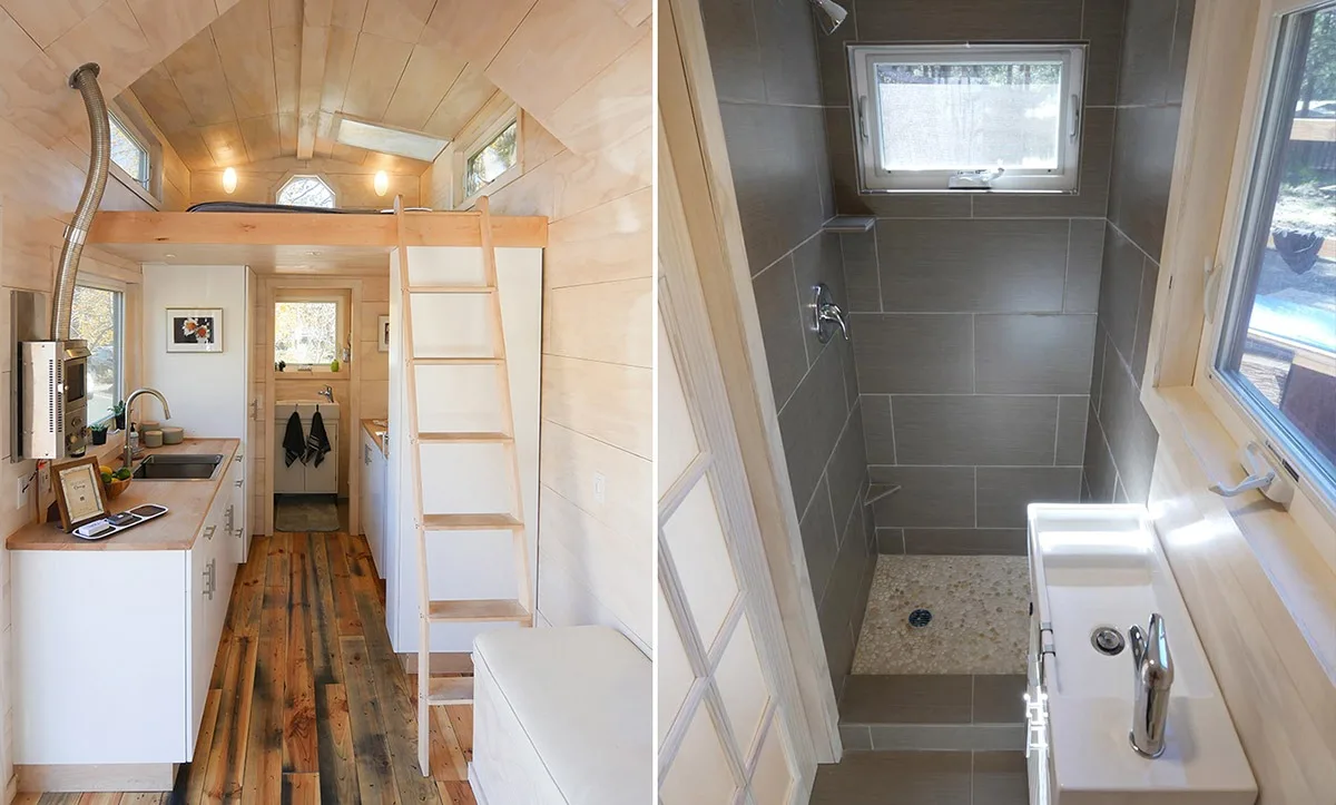 Loft Ladder and Shower Stall - Hiatus by Tongue & Groove Tiny Homes