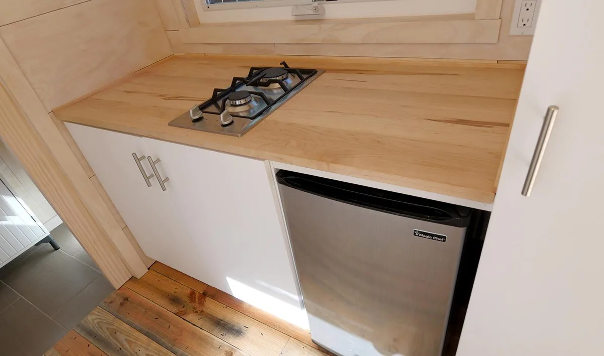 Two-Burner Stove and Refrigerator - Hiatus by Tongue & Groove Tiny Homes