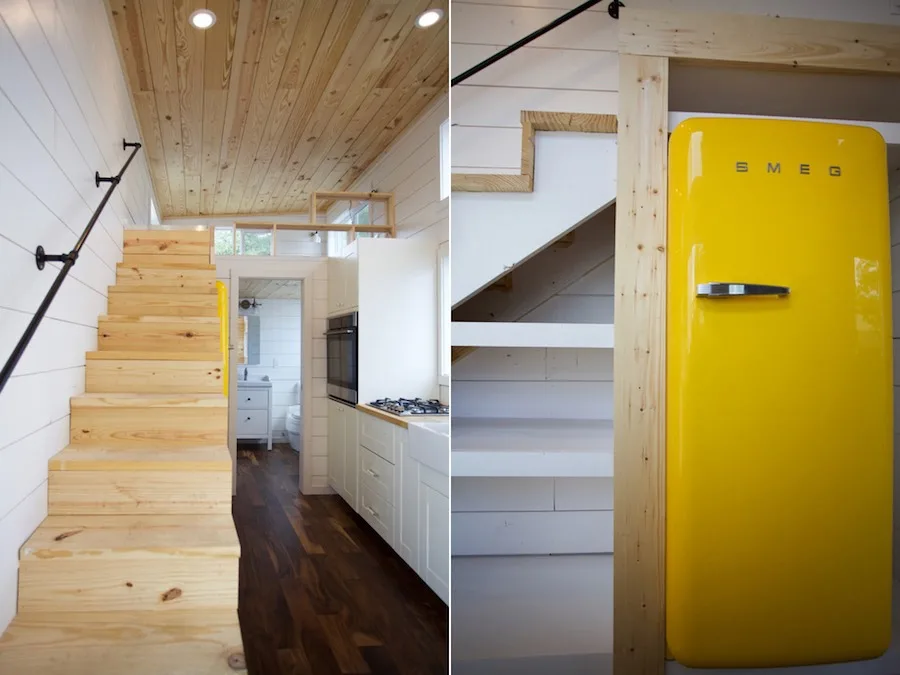Stairs and Refrigerator - Custom Gooseneck by Nomad Tiny Homes