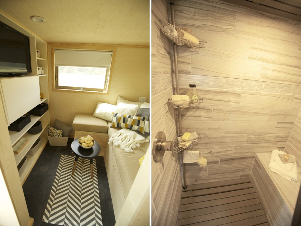 Living Room and Shower - Kitchen - Z-Huis by Wishbone Tiny Homes