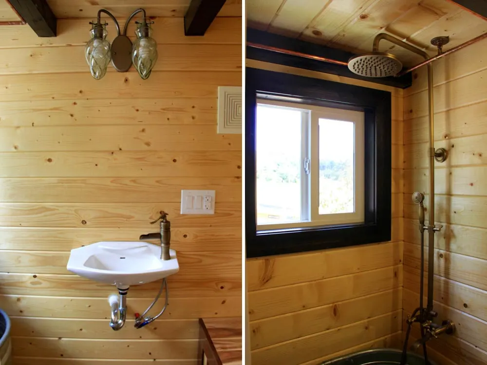 Bathroom sink and shower - Fort Austin by Brevard Tiny House