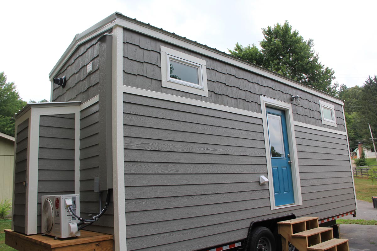 Grey exterior with white trim - Every Tiny Moment by Brevard Tiny House