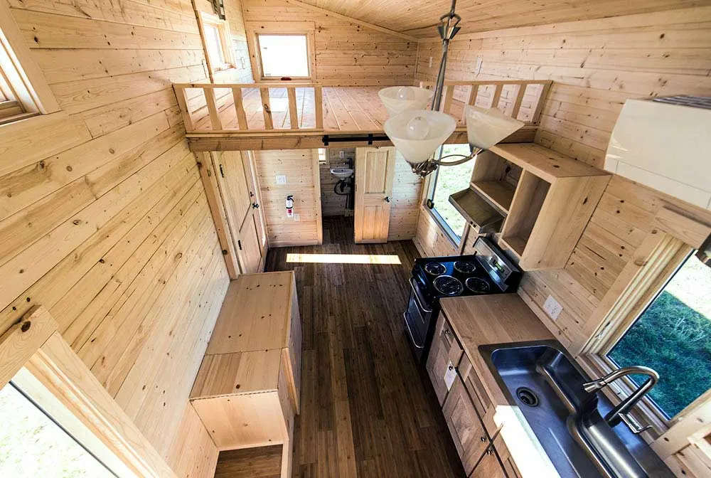 All wood interior give a cool cabin feel on the inside - Roanoke by Tumbleweed Tiny House
