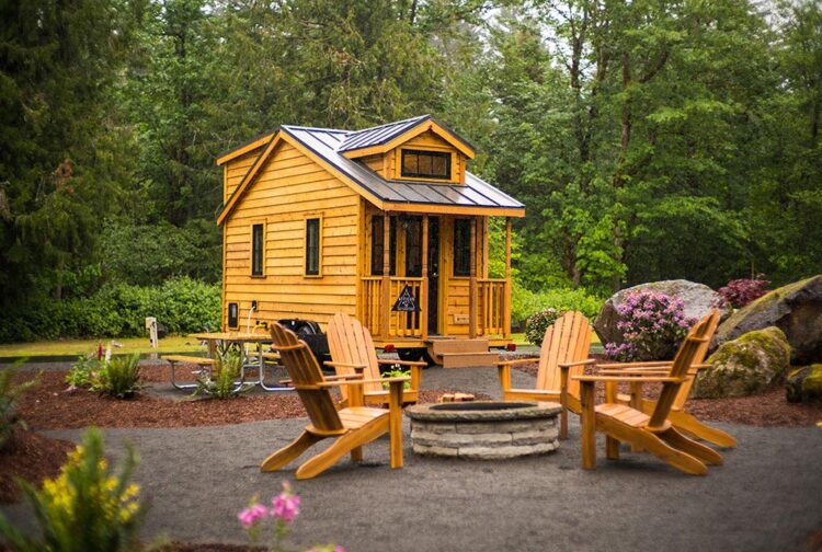 Cedar siding and metal roof - Atticus at Mt. Hood Tiny House Village