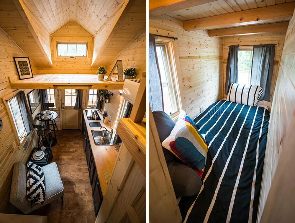 Aerial View and Single Bedroom - Atticus at Mt. Hood Tiny House Village