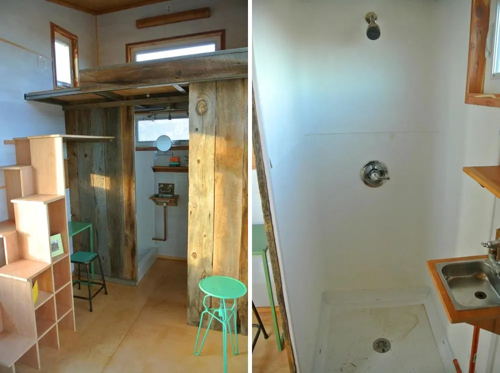 Bathroom and shower stall - Boulder by Rocky Mountain Tiny Houses