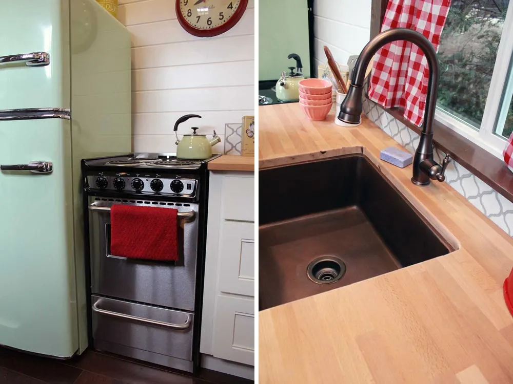 Stainless steel range and farm sink - Family of Four by Tiny Heirloom