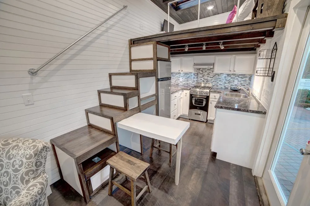 Storage Stairs and Kitchen - Freedom by Alabama Tiny Homes