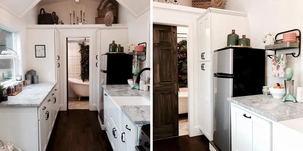 White kitchen cabinets and light grey granite - Vintage Glam by Tiny Heirloom