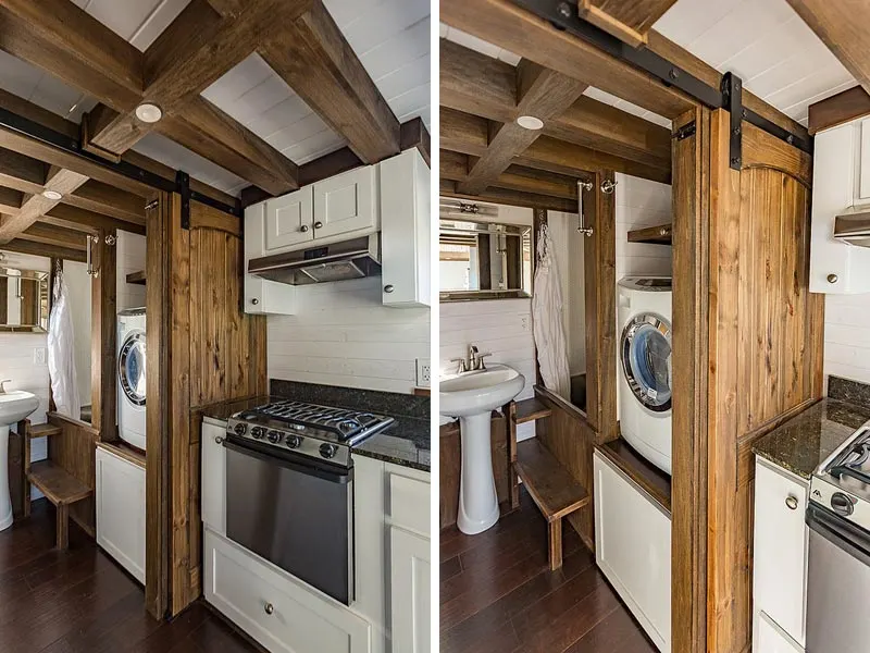 Kitchen and laundry area - Nooga Blue Sky by Tiny House Chattanooga