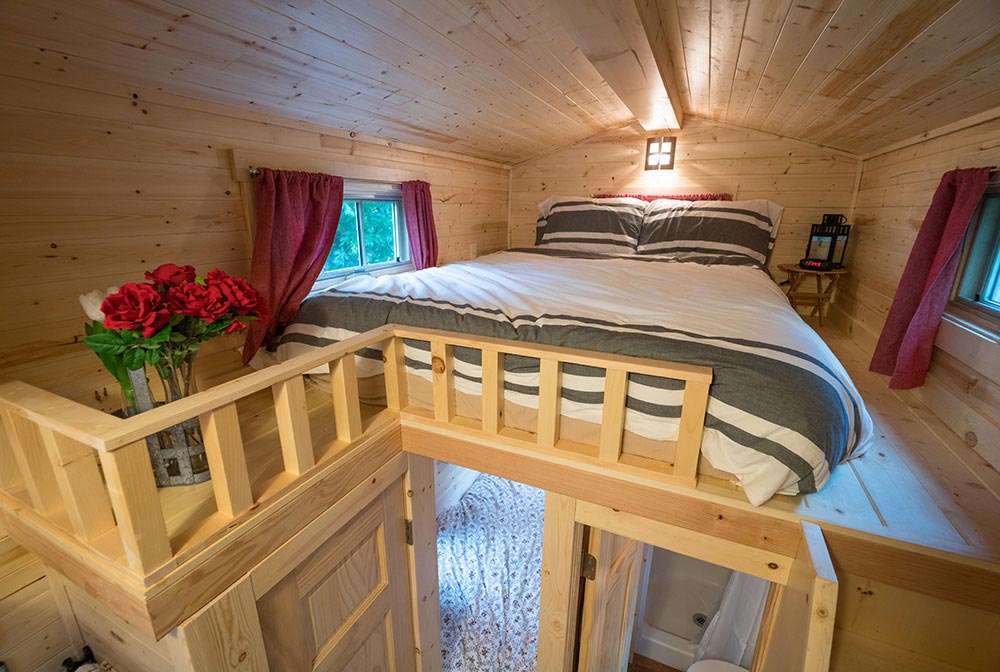 Bedroom loft with stair access - Scarlett at Mt. Hood Tiny House Village