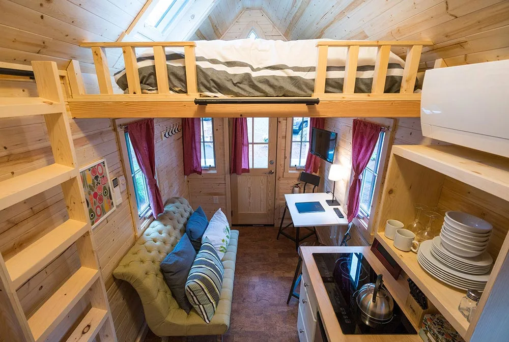 Entryway and bedroom loft - Scarlett at Mt. Hood Tiny House Village