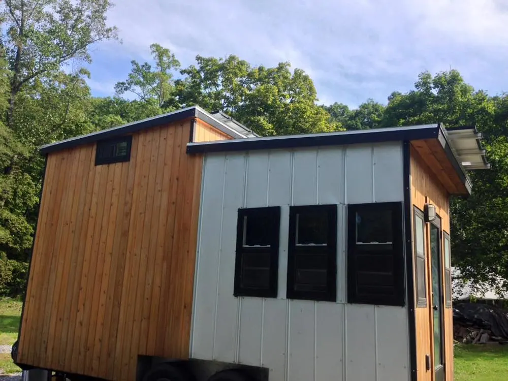 Cedar exterior with aluminum accents - Tiny Solar House