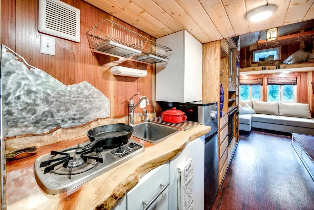 Kitchen w/ Two Burner Cooktop - Basecamp by Backcountry Tiny Homes