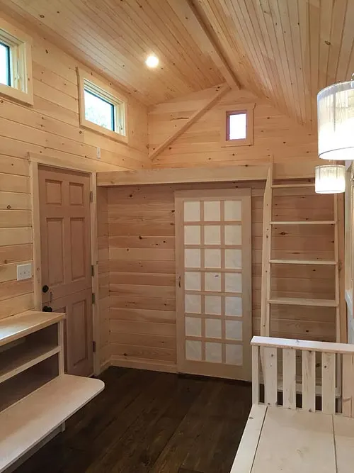 Barn door to bathroom - Brownie by Liberation Tiny Homes