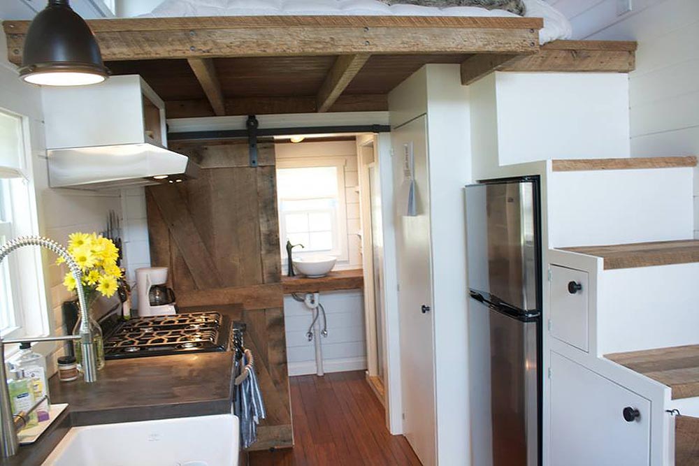 Galley Kitchen & Bamboo Flooring - Modern Farmhouse by Liberation Tiny Homes