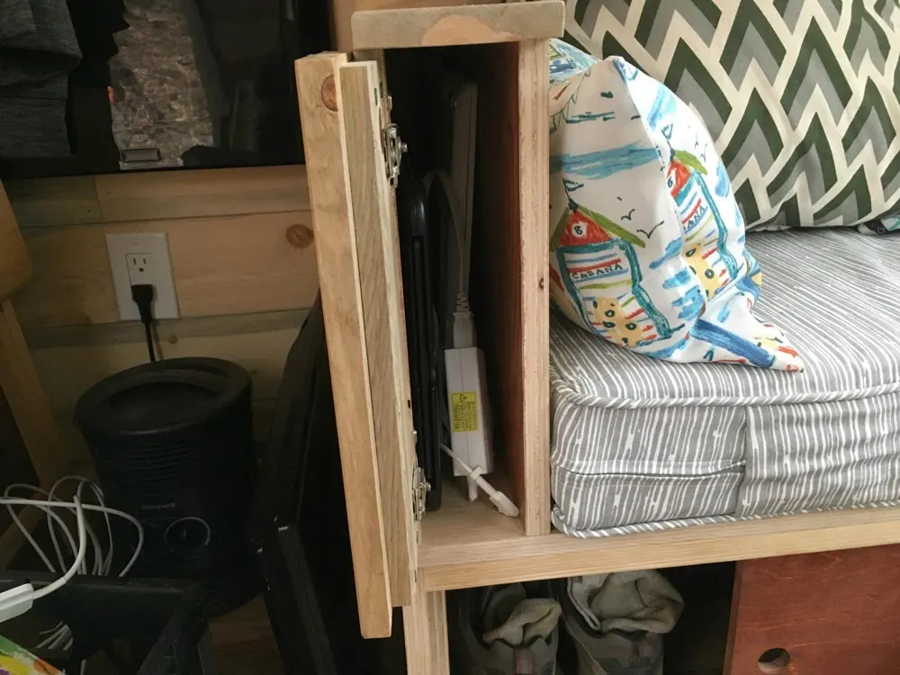 Couch Arm Storage - Harmony Haven by Rocky Mountain Tiny Houses