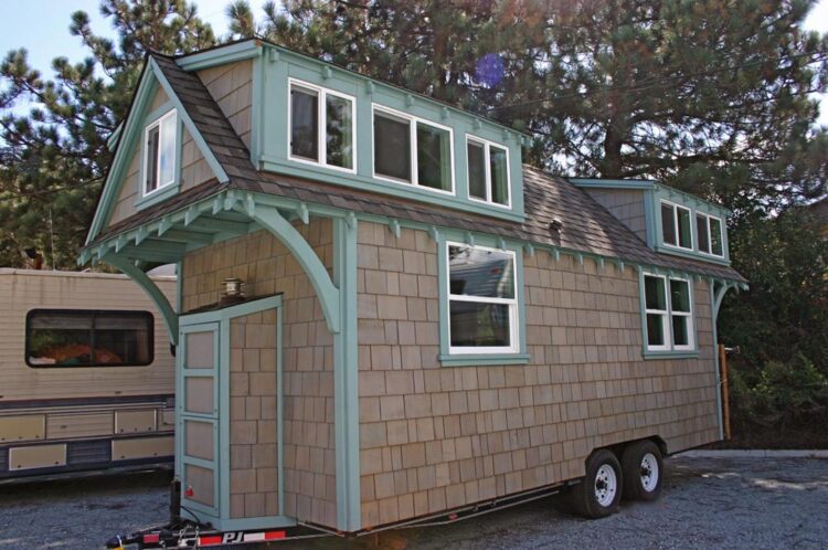 Gray Wash Shake Siding - Craftsman Bungalow by Molecule Tiny Homes