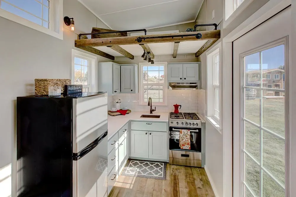 Kitchen w/ Box Beam Ceiling - Mouse House Tiny Homes