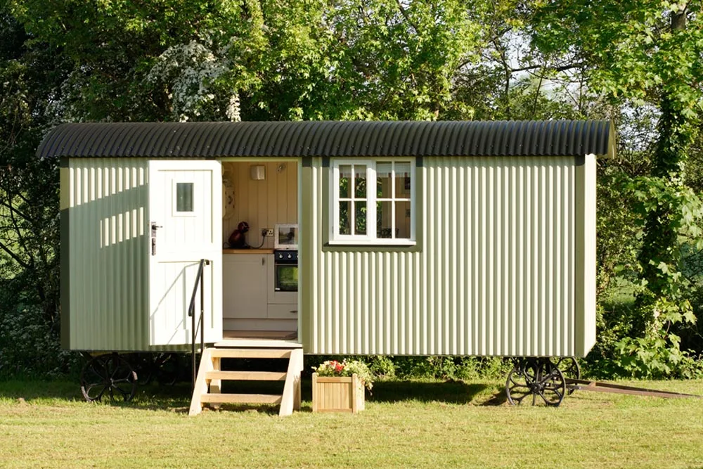 Corrugated Metal Exterior - Wall Bed Hut by Riverside Shepherd Huts