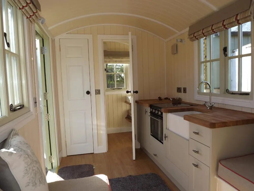 Kitchen & Bathroom - Wall Bed Hut by Riverside Shepherd Huts