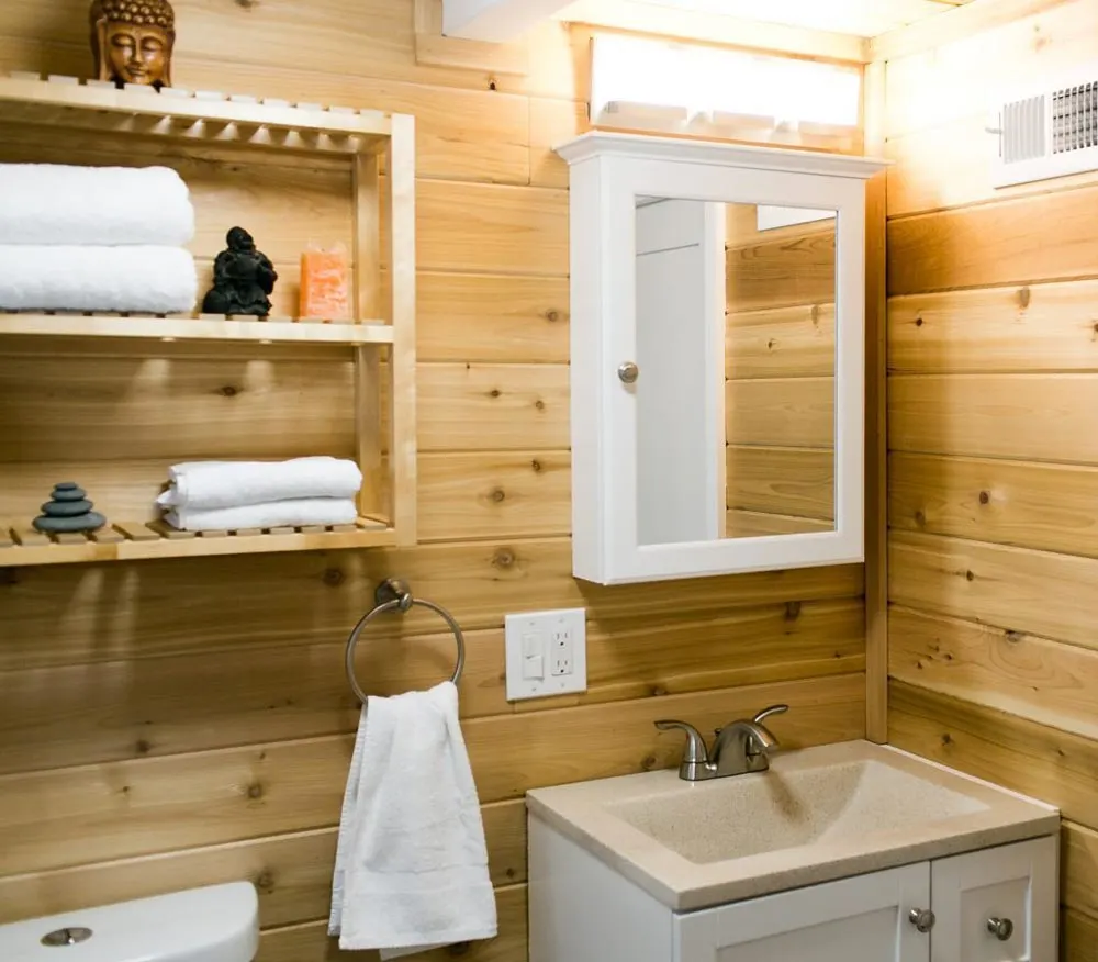 Cedar Lined Bathroom - Shannon Black's Tiny House