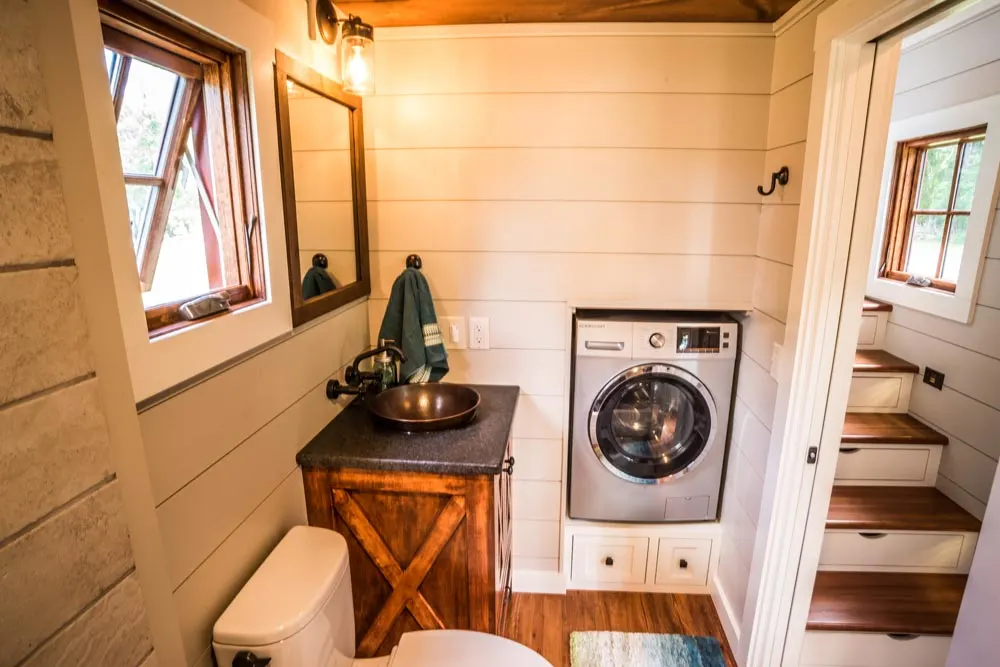 Washer/Dryer in Bathroom - Denali by Timbercraft Tiny Homes