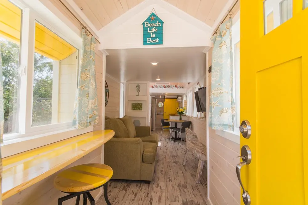Surf Board Bar - Yellow Lifeguard by Upper Valley Tiny Homes