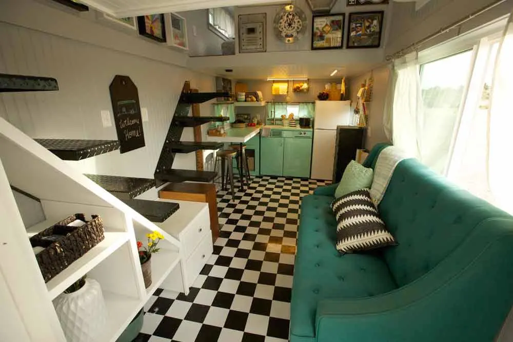 Retro Couch - Retro Garage House by Southwest Tiny Homes