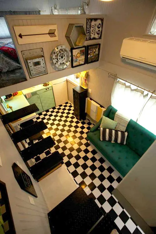 View From Loft - Retro Garage House by Southwest Tiny Homes