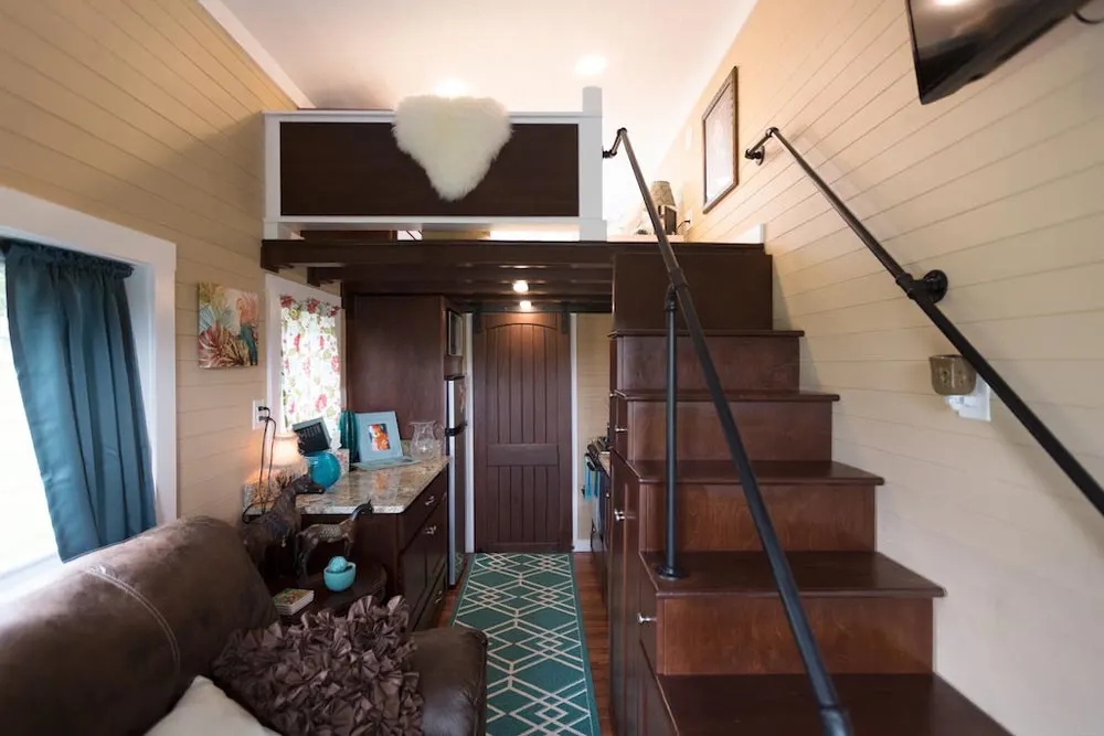 Stairs to Bedroom Loft - Nixie by Tiny House Chattanooga