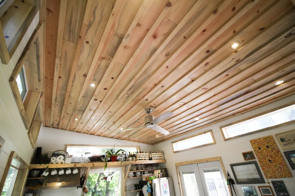 Beetle Kill Pine Ceiling - Urban Cabin by Portable Cedar Cabins