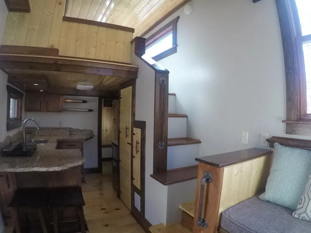 Kitchen & Loft Stairs - Blue Ridge by Aneides Tiny Homes
