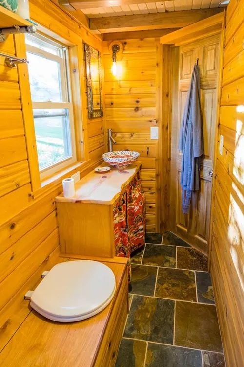 Slate Tile Bathroom - Eric & Oliver's Tiny House by Mitchcraft Tiny Homes