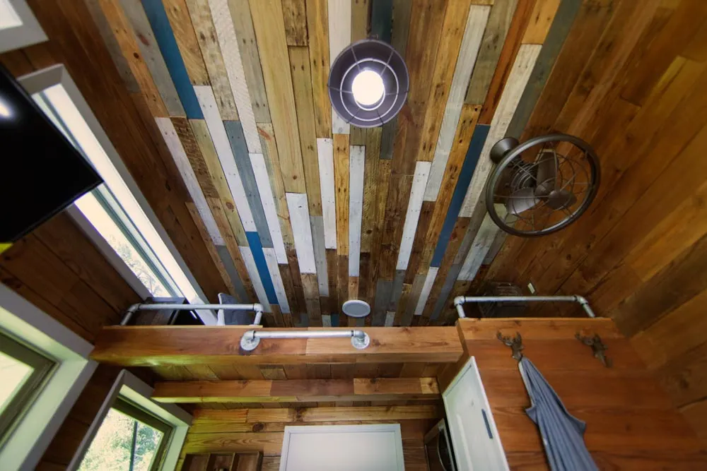 Reclaimed Pallet Wood Ceiling - Barton Ranch by Sasquatch Custom Homes
