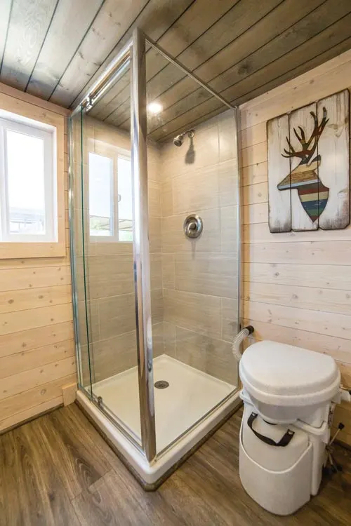Shower Stall - Bunkhouse by Uncharted Tiny Homes