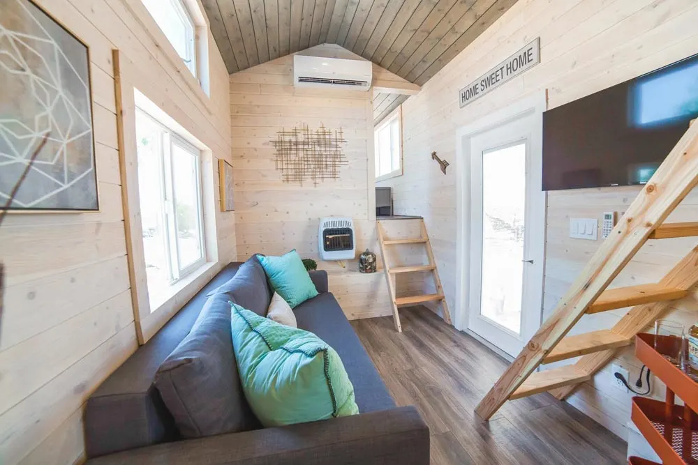 Couch & TV - Bunkhouse by Uncharted Tiny Homes