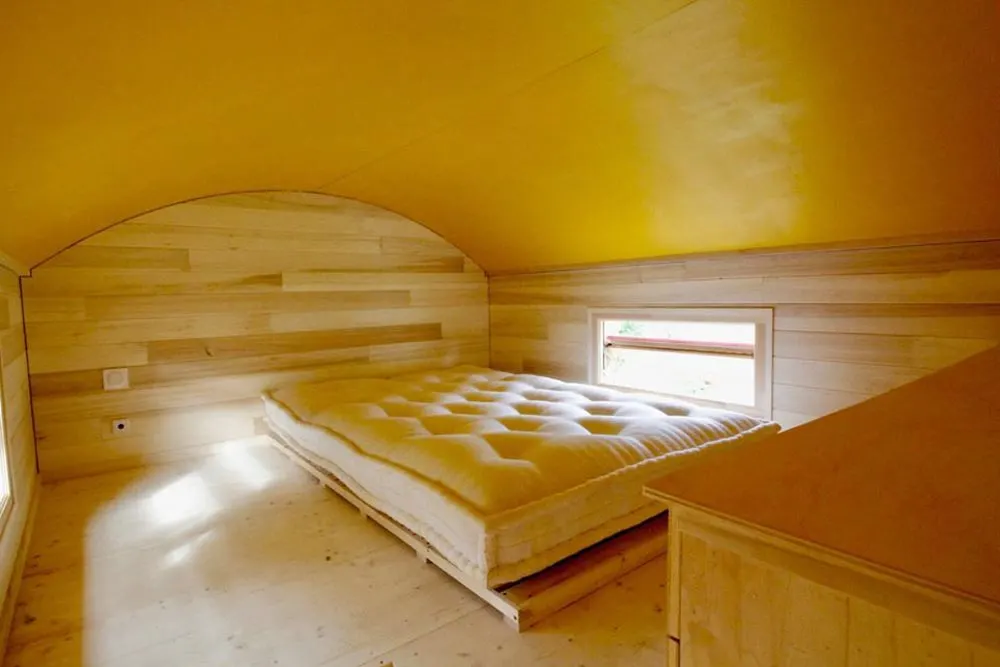 Bedroom Loft - Cahute XL Tiny HouseNatural Wood Siding - Cahute XL Tiny House