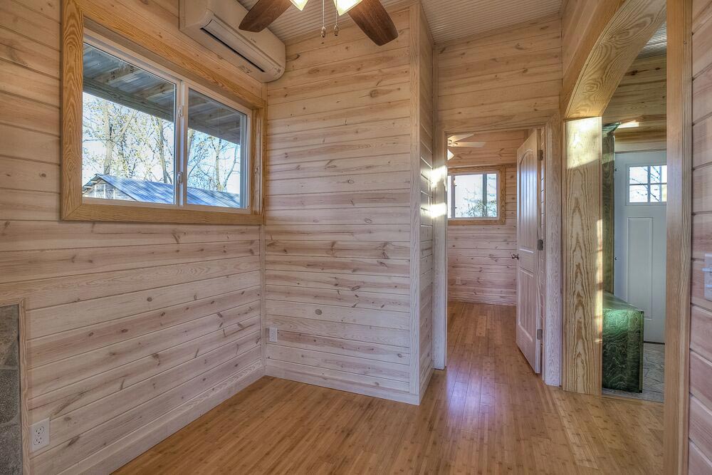 Pine Tongue-and-Groove Walls - Happy Twogether by Custom Container Living