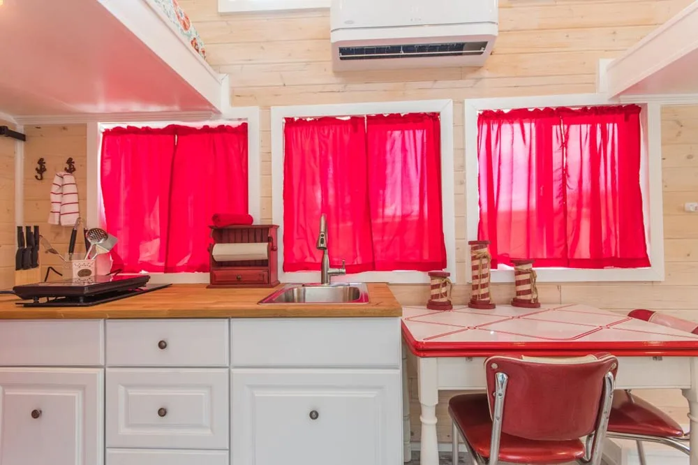 Kitchen Windows - Red Lifeguard Stand at Tiny Siesta