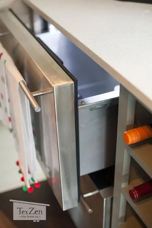 Under Counter Refrigerator Drawers - Single Loft by TexZen Tiny Home Co.