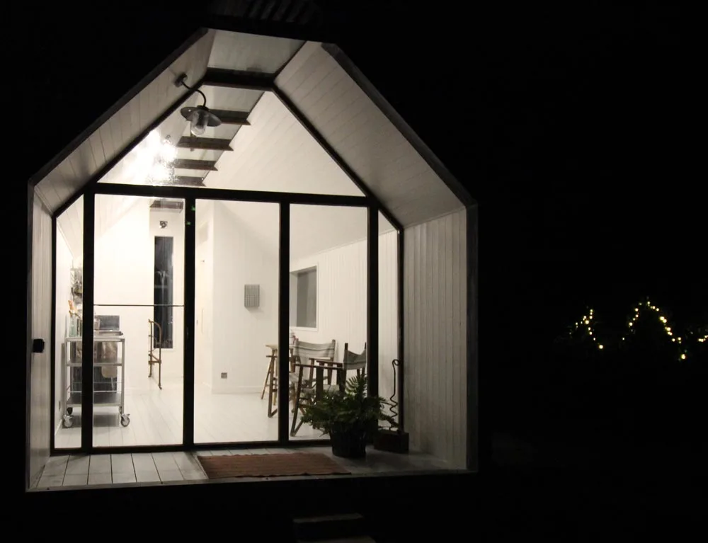 Nighttime View - Mini Cabin by Contemporary Shepherds Huts