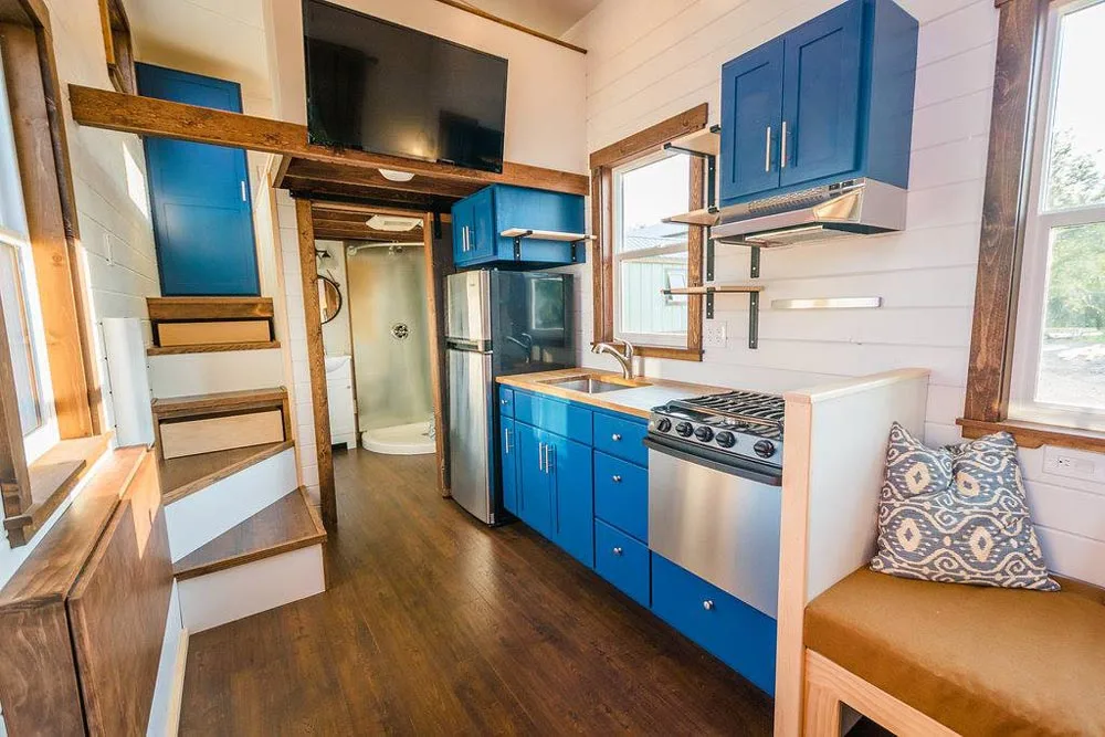 Blue Cabinetry - Julia's Tiny House by Mitchcraft Tiny Homes