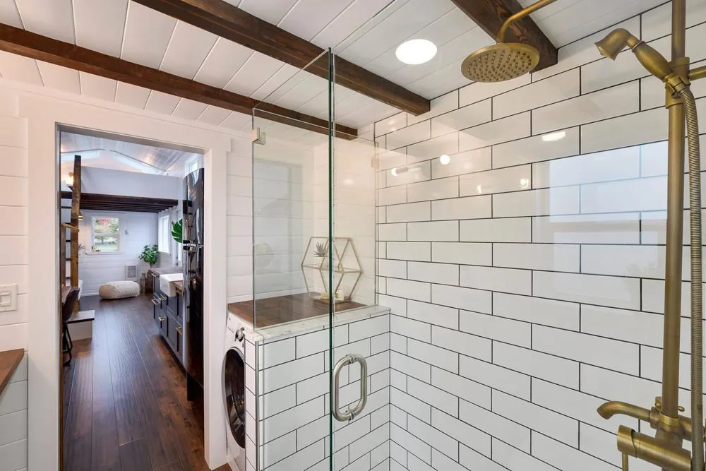 Glass/Tile Shower - Custom 34' Loft Edition by Mint Tiny Homes